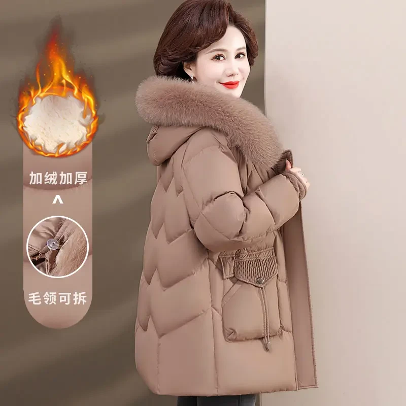 优雅气质宽松大毛领妈妈棉服外套女装母亲棉袄保暖棉衣洋气韩版