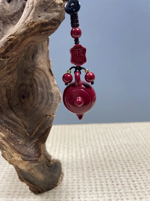 含辰砂工艺品紫金砂设计款把把壶钥匙扣