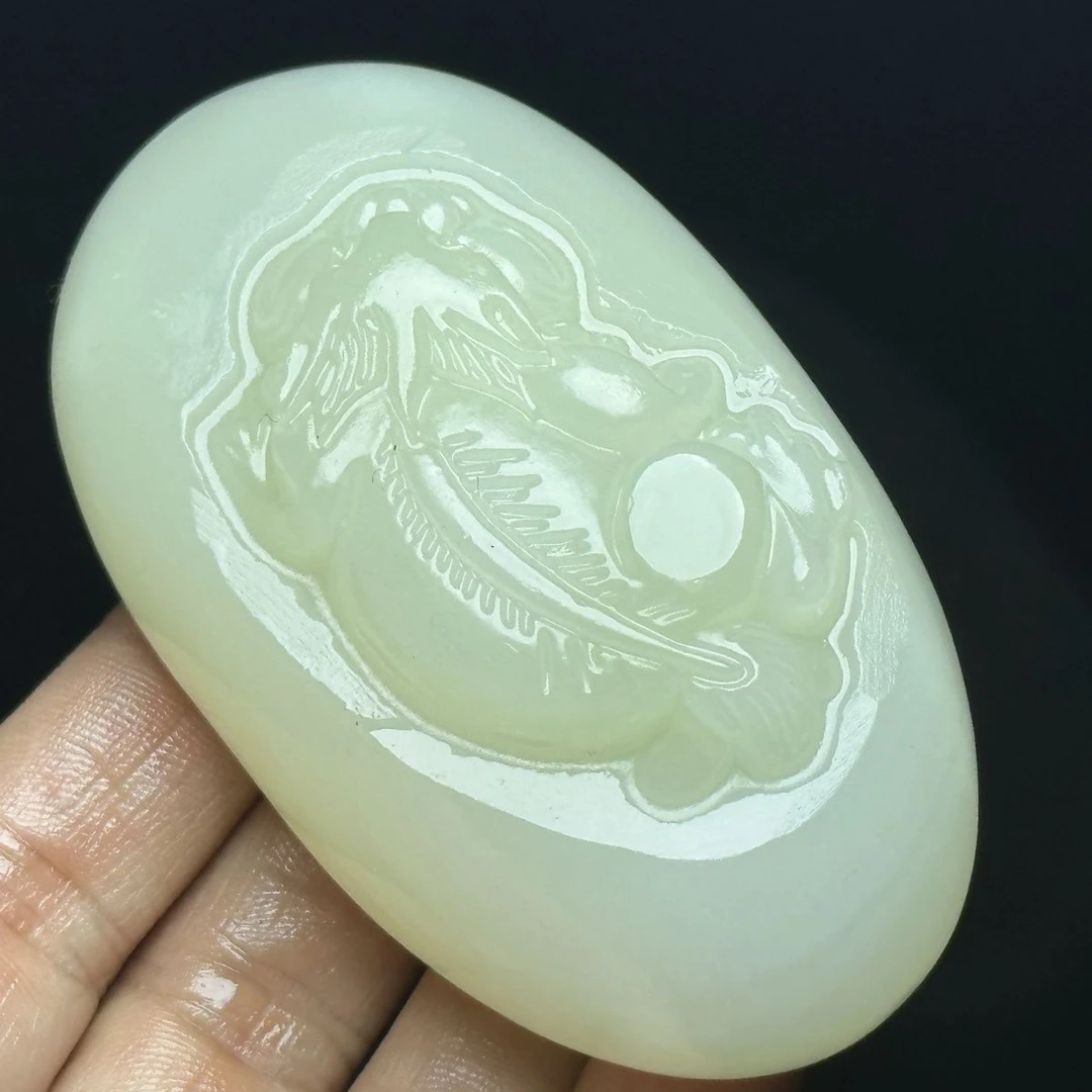 天然阿富汗貔貅手把件浅青手把件摆件