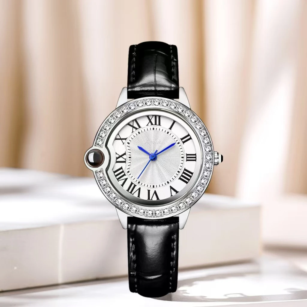 爆款告白气球蓝针经典百搭潮流时尚气质高档简约黑色精致女士腕表