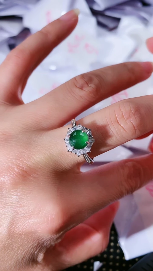 【闪购商品】翡翠戒指银S925镶嵌162