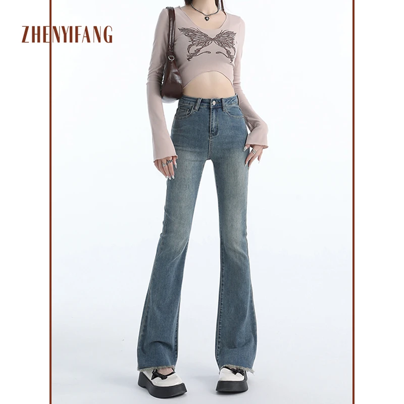 ZHENYIFANG/真衣坊【丹丹专属】牛仔裤白色女马蹄裤衣服喇叭女款