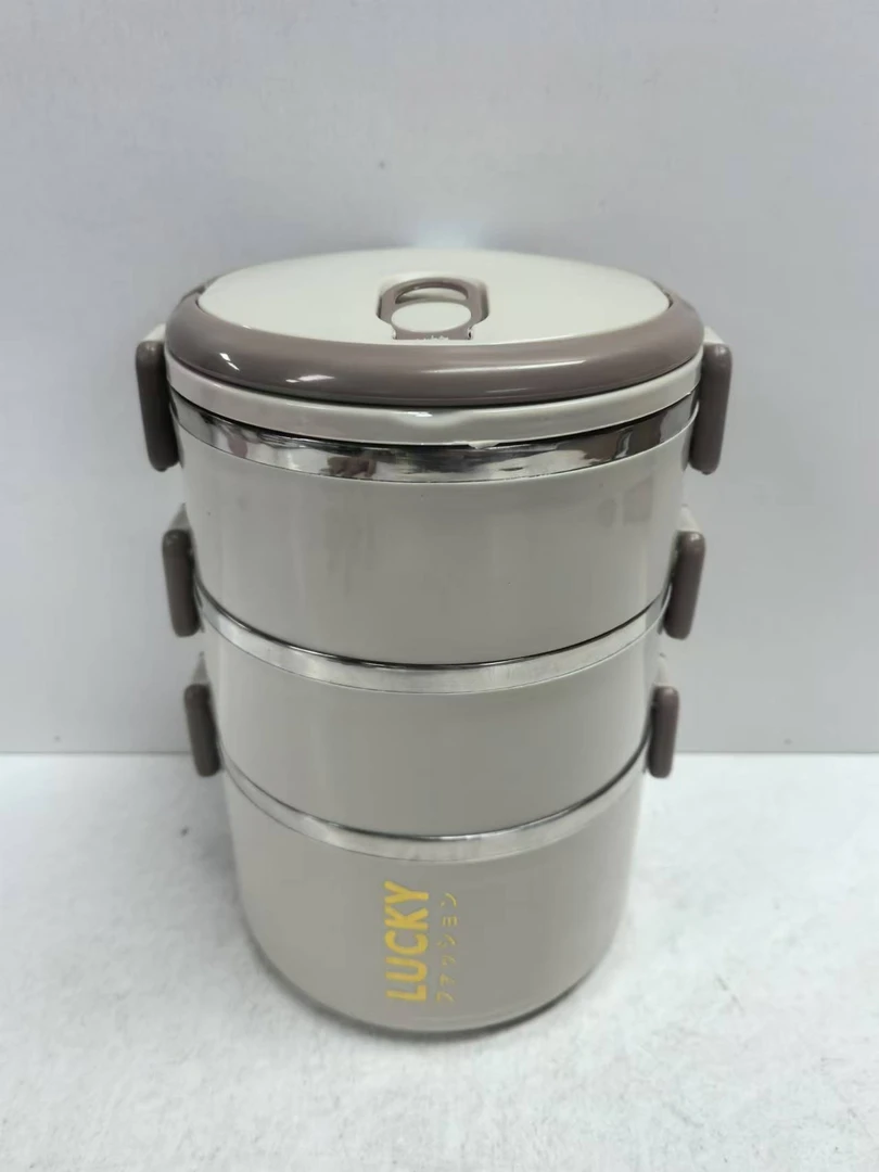 食品级不锈钢大容量三层保温饭盒带盖