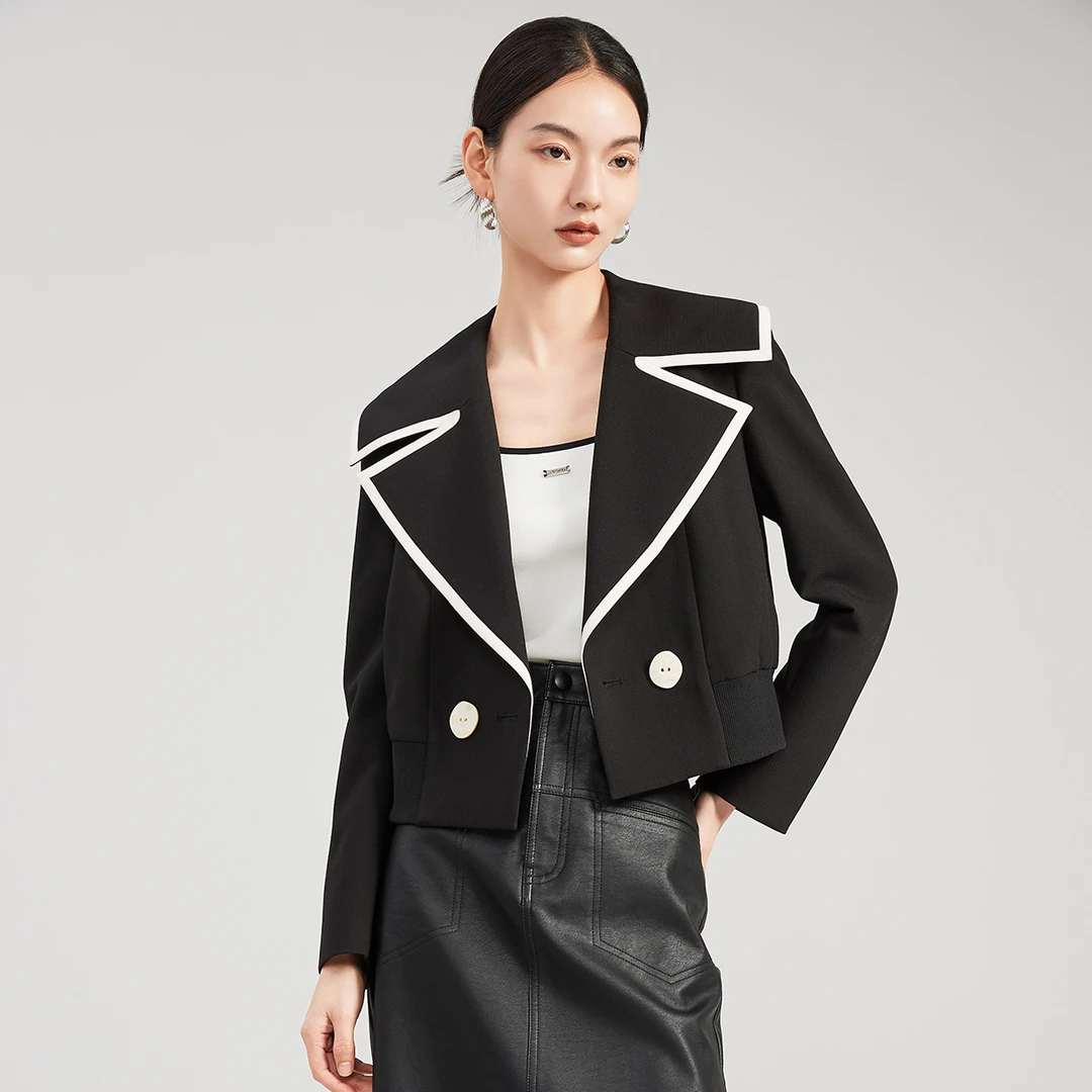 2024新款春秋高级感修身黑色西装外套薄款上衣女