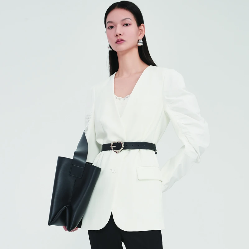 2024春季新款休闲中长款西装外套女小个子西服