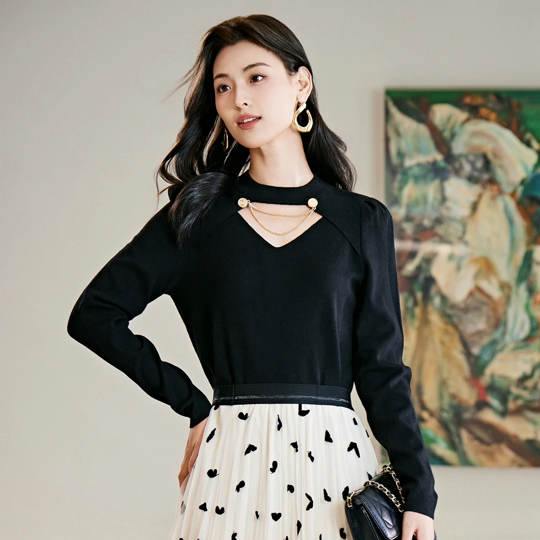 【达人专属】商场同款新款长袖针织套衫U163107