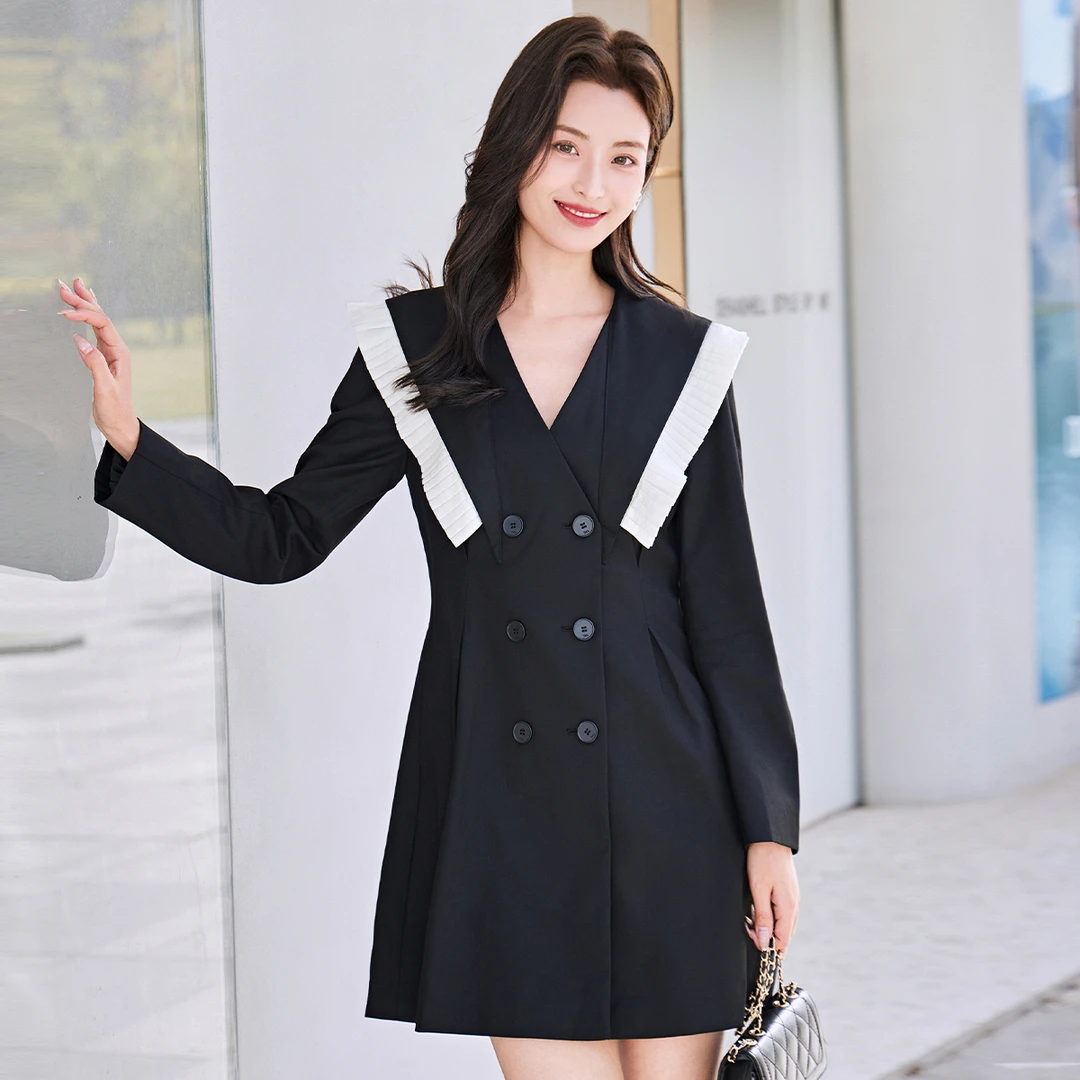 【达人专属】秋冬新款梭织长袖连衣裙U381056