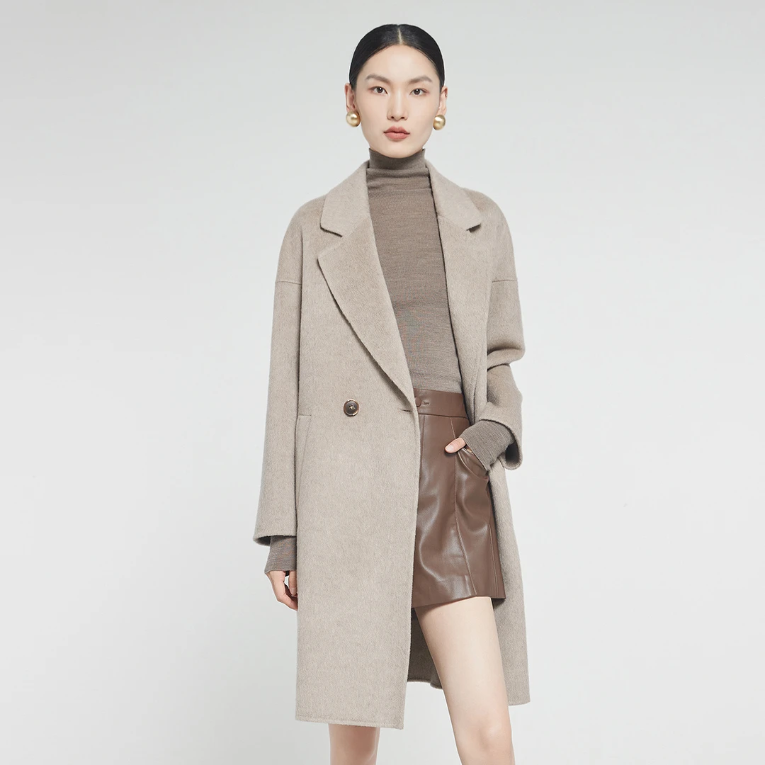 2024大衣女秋冬高级感过膝中长款西装领外套