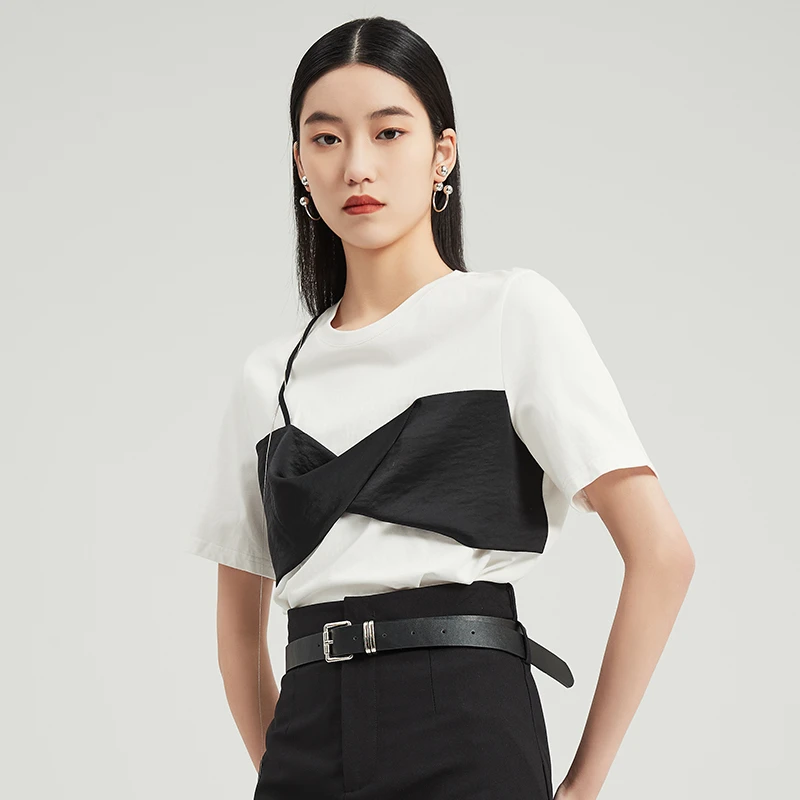 季新款小众设计感纯白色棉短袖女t恤夏宽松半袖上衣I362928
