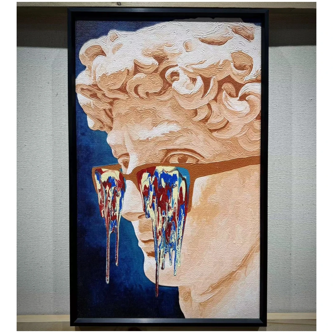 流体 融化 非手绘！喷绘复刻版画带框40×25cm左右