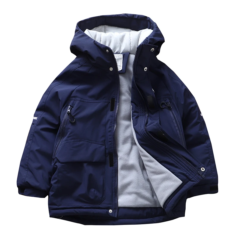 男童秋冬新款夹棉加绒棉服外套保暖儿童中大童工装风棉袄棉衣童装