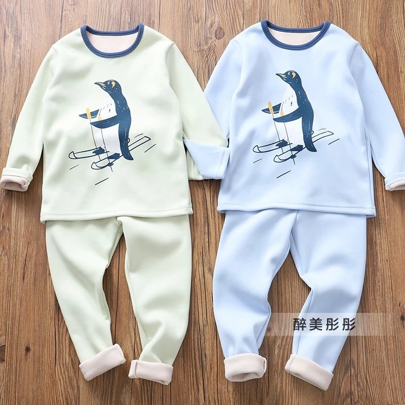 男童秋冬新款加厚内衣套装家居服加绒~儿童秋衣秋裤两件套童装