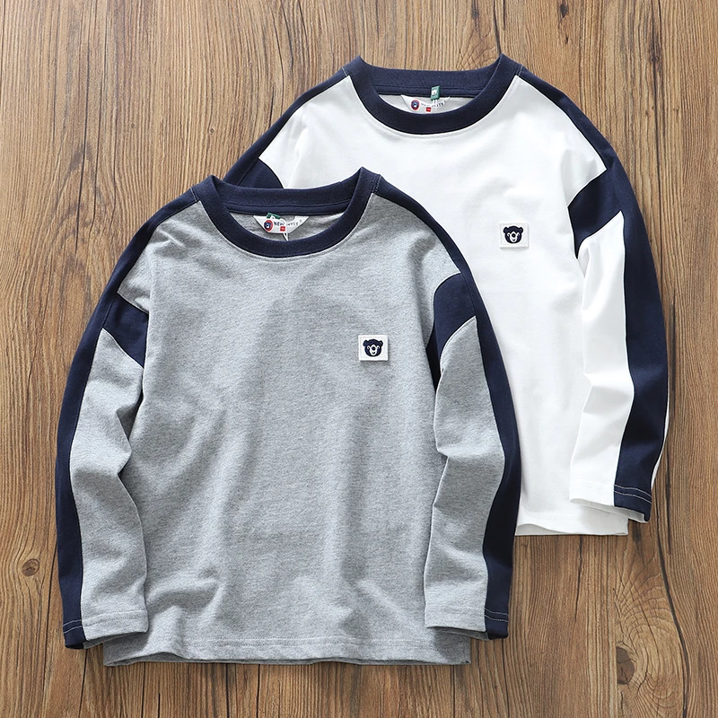 【A类纯棉高档拼接】醇厚手感柔糯儿童棉打底衫长袖T恤童装大童春秋