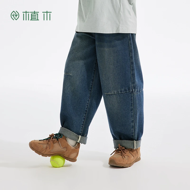 植木童装男童中大童复古做旧宽松弯刀裤子牛仔裤2024秋RC