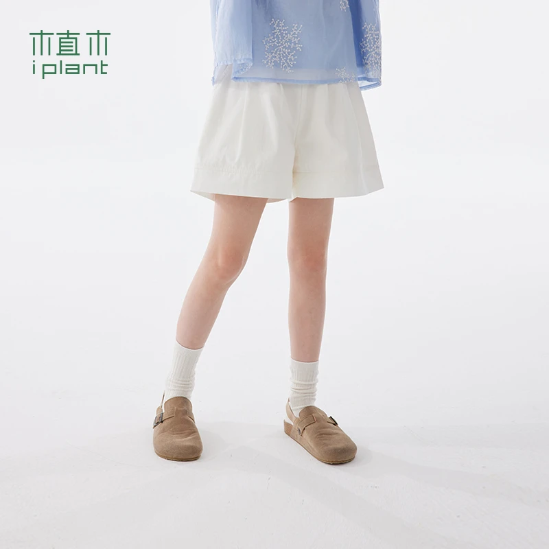 植木童装纯棉A字廓形休闲百搭女童短裤中大童2024夏装新款儿童潮
