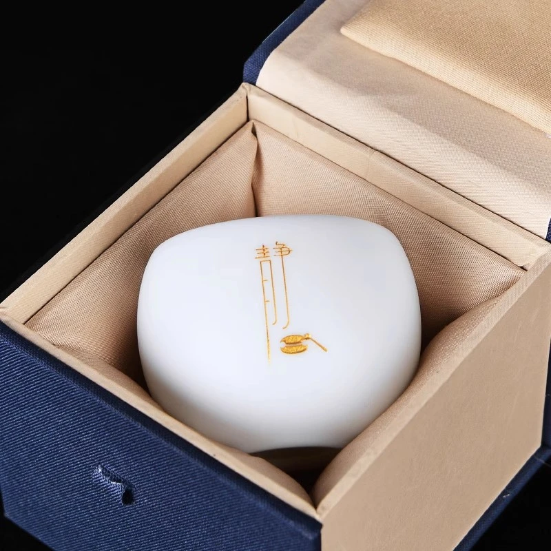 送礼玉瓷功夫茶杯个人刻字定制杯子白瓷单杯主人茶盏品茗杯礼盒装