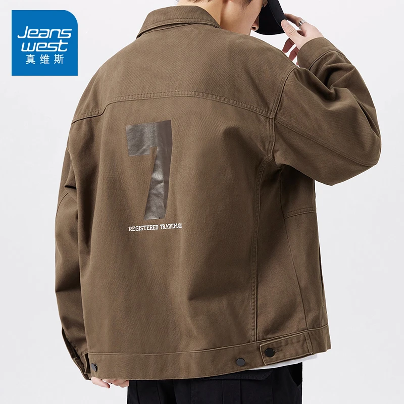 真维斯牛仔夹克男生春秋款休闲痞帅衬衫休闲复古工装男士上衣外套