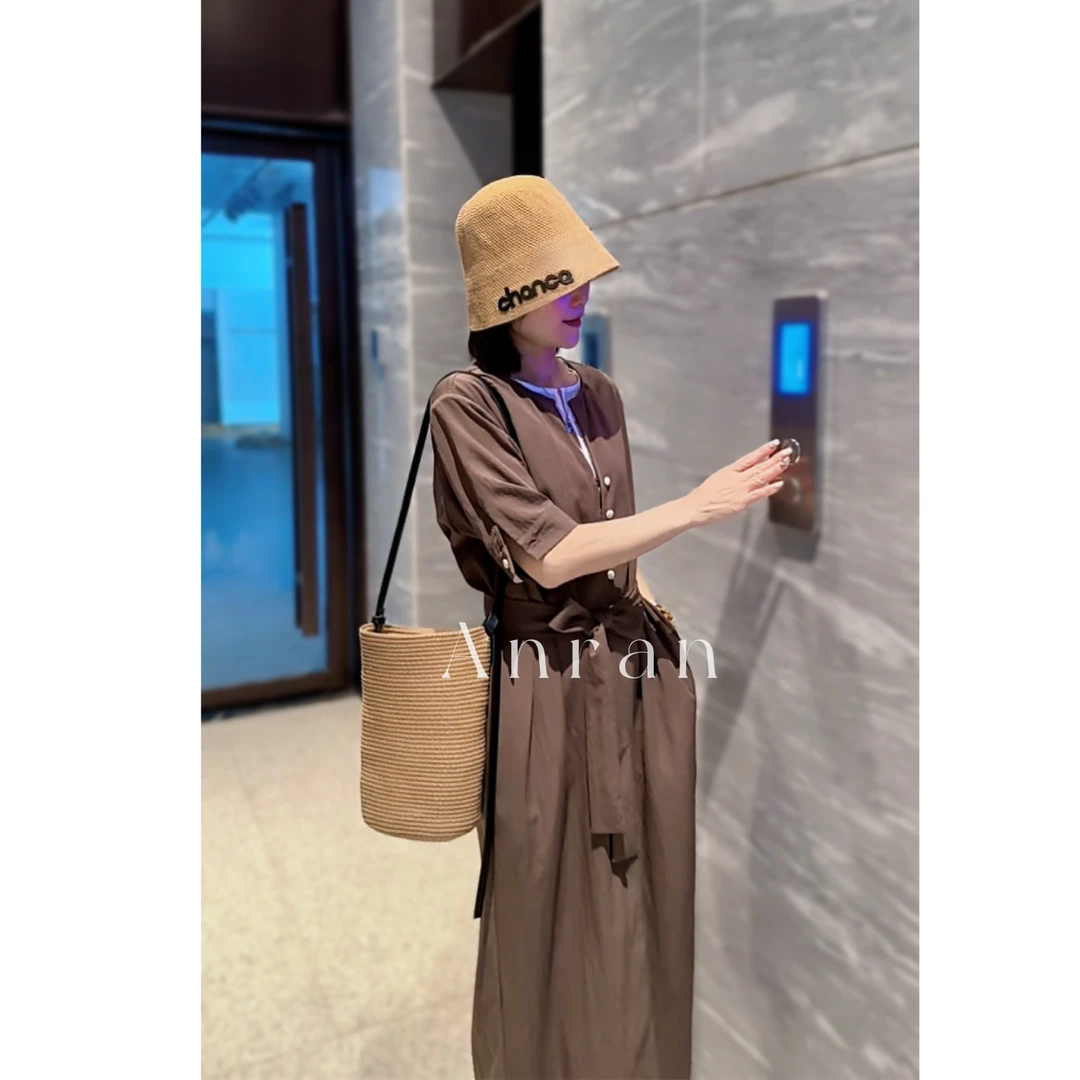 【Anran】 宽松连衣裙 薄款 假两件时尚休闲 气质H版长裙3152