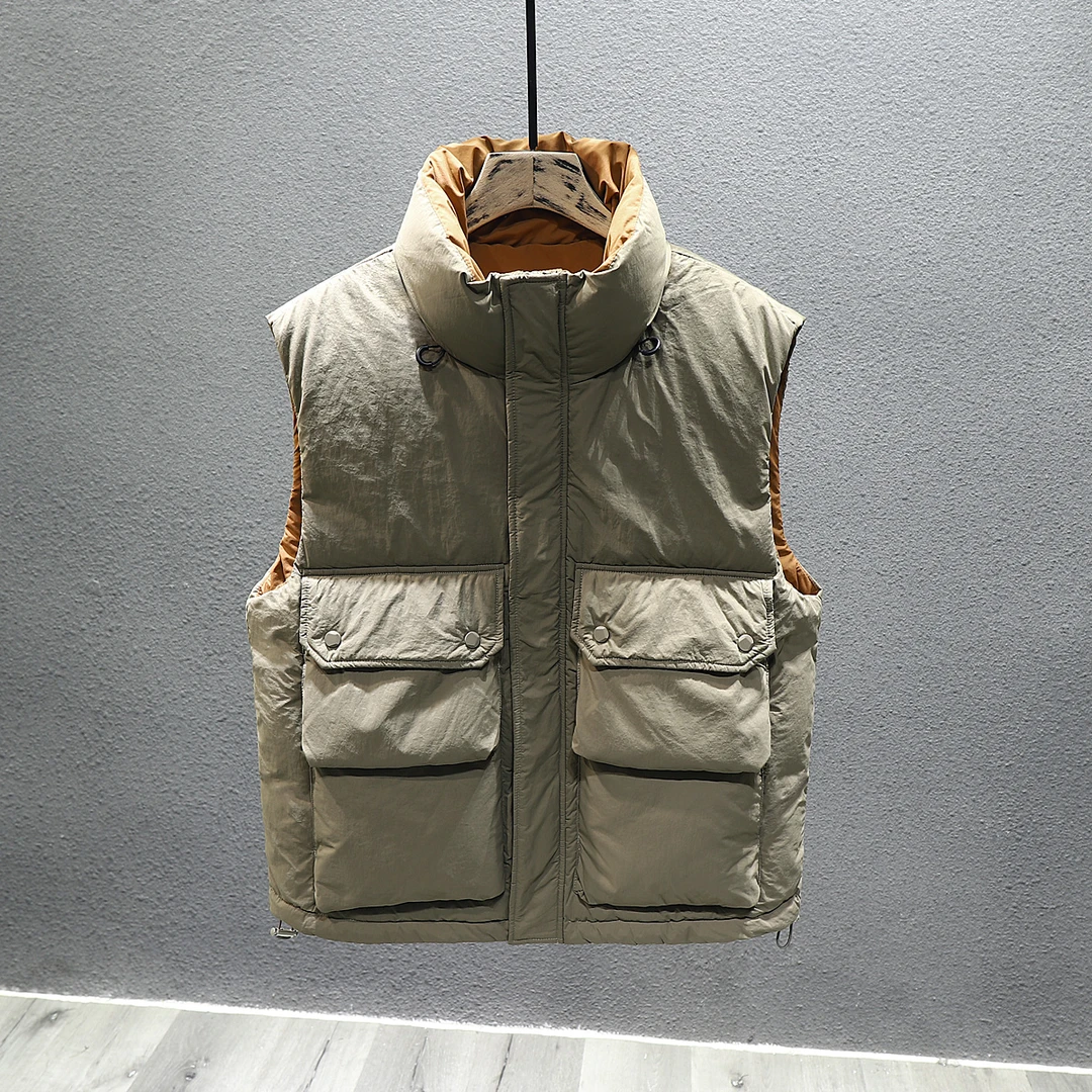 羽绒马甲男潮牌2024新款保暖加厚冬季工装羽绒服男士宽松坎肩外套
