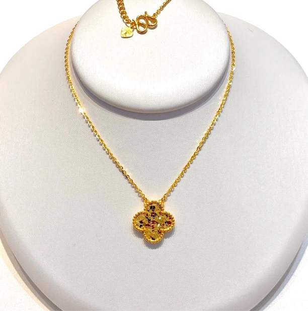 1A足金5G碎冰草草套链