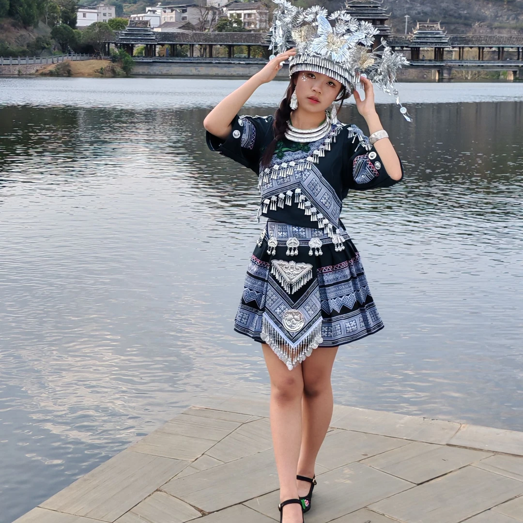 少数民族短款百褶裙三件套夏天旅游舞台休闲影楼拍照民族风学生风
