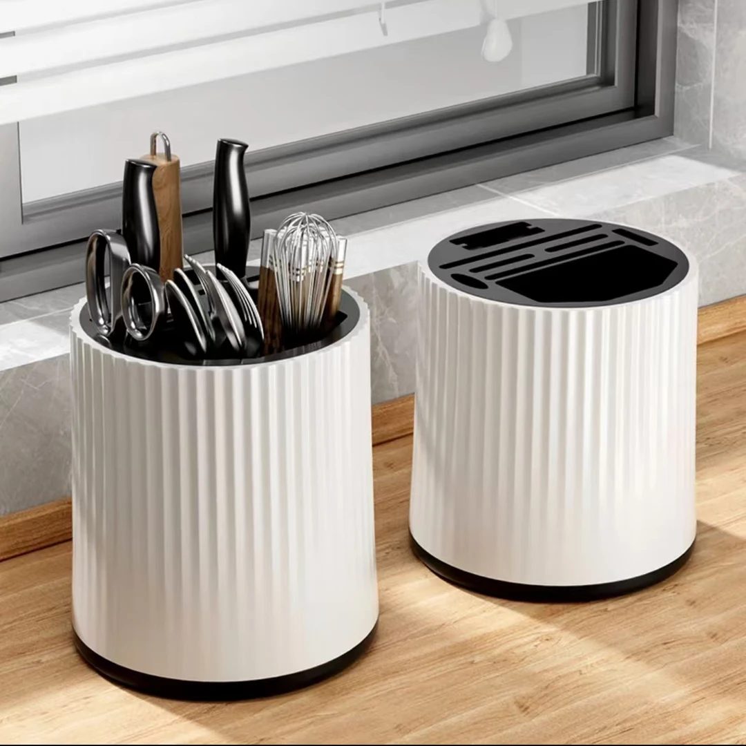 【厨房多功能可旋转刀架】置物架台面置物家用刀具筷子笼手部防护L