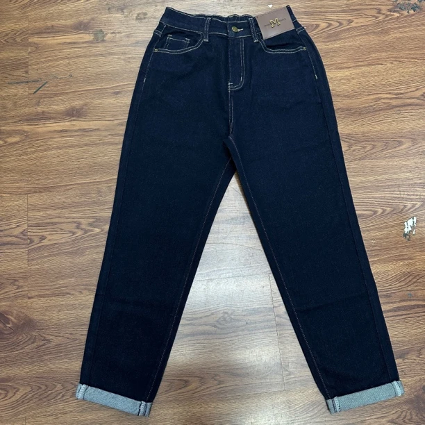 2024新冬季新款厚料防掉色黑色女装微胖梨形身材单裤哈伦老爹裤