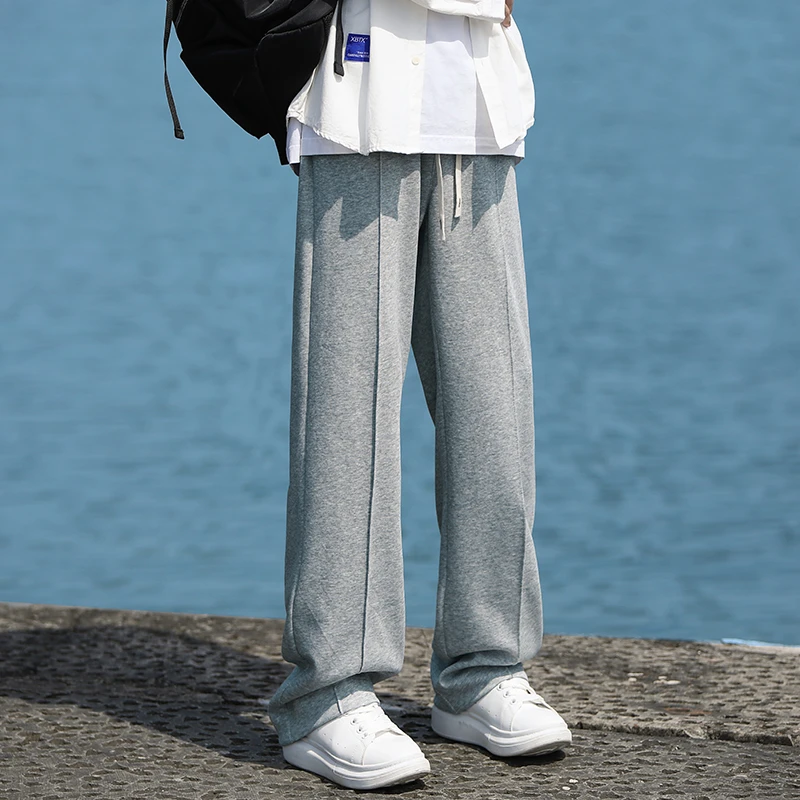 秋季新款港风字母刺绣卫裤男华棉痞帅拖地百搭宽松长裤