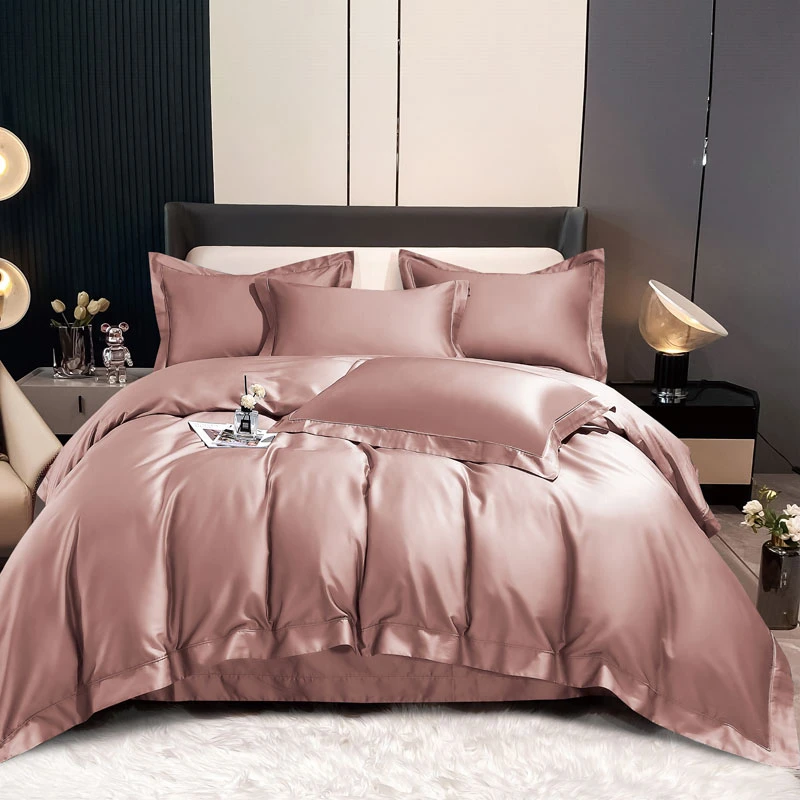 特！全棉100（50*50）纯棉四件套床上用品长绒棉被套床单简约纯色
