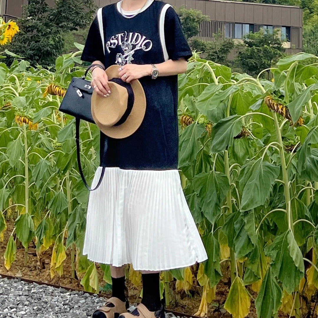 FY·【高定连衣裙】夏季显瘦百搭款欧货高定中长款拼接韩版连衣裙18