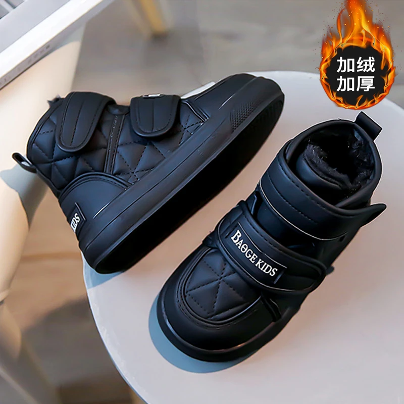 ABC男童鞋雪地靴冬季2024新款儿童鞋加绒棉靴防水防滑棉鞋大棉