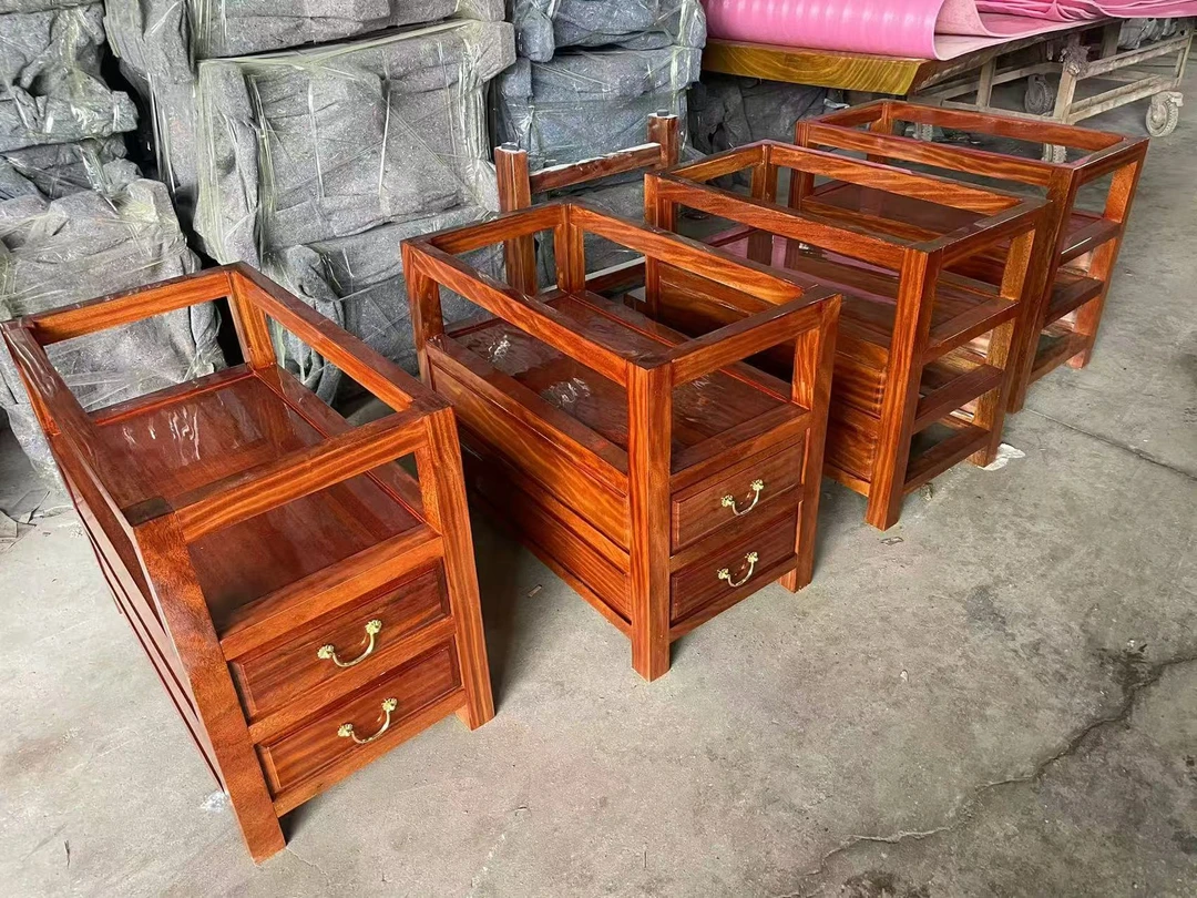 双抽脚柜配大板桌—纯实木（不包邮）