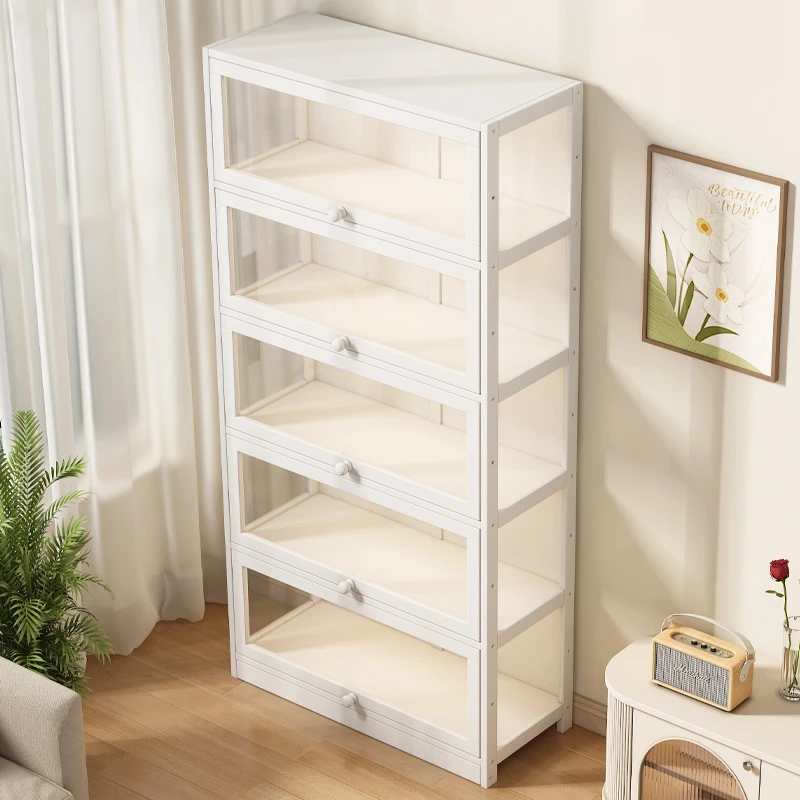 书架置物架落地客厅家用防尘储物柜透明简约大容量多层简易收纳架