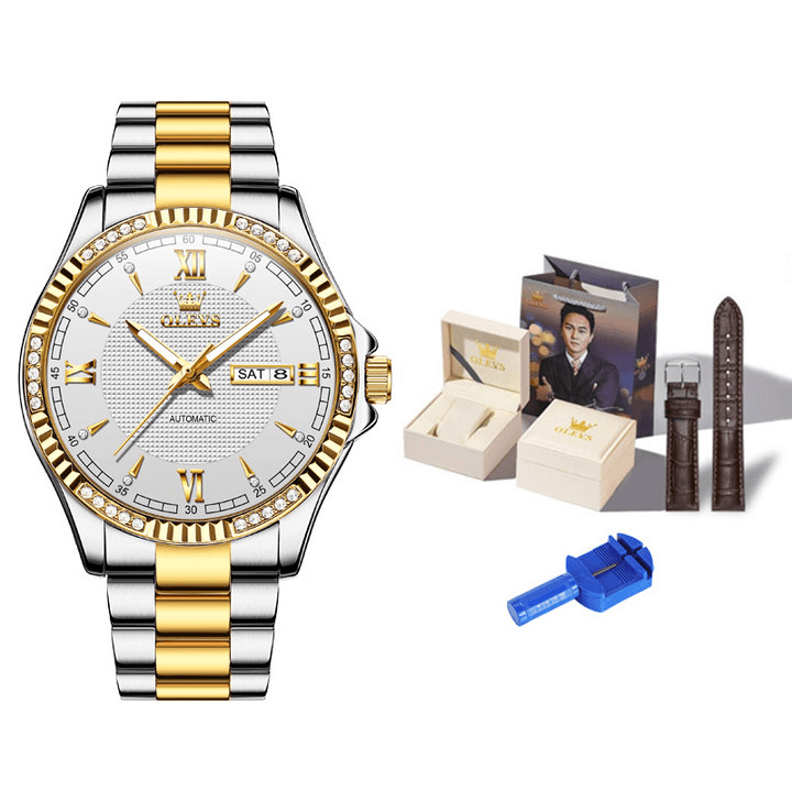 【官方正品】瑞士认证欧利时男士商务腕表时尚奢华镶钻机械手表6676