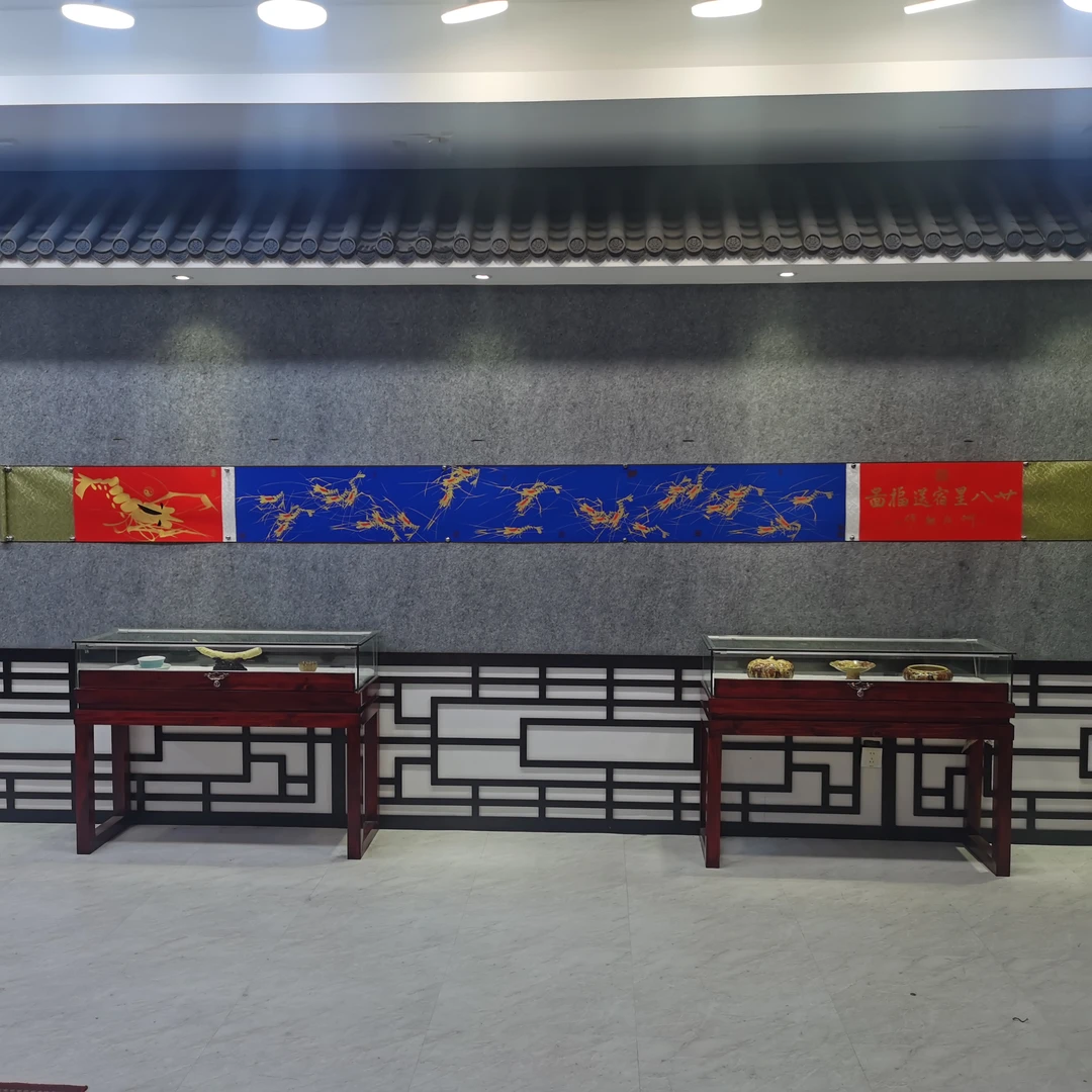 J《二十八星宿送福图》蓝金 皇帝绫 何江熊绘画作品 国画 五米长卷