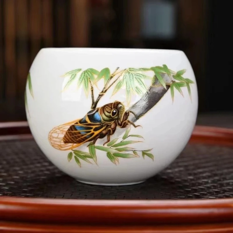 一鸣惊人白瓷蛋杯个人主人羊脂玉单杯品茗泡茶杯陶瓷家用