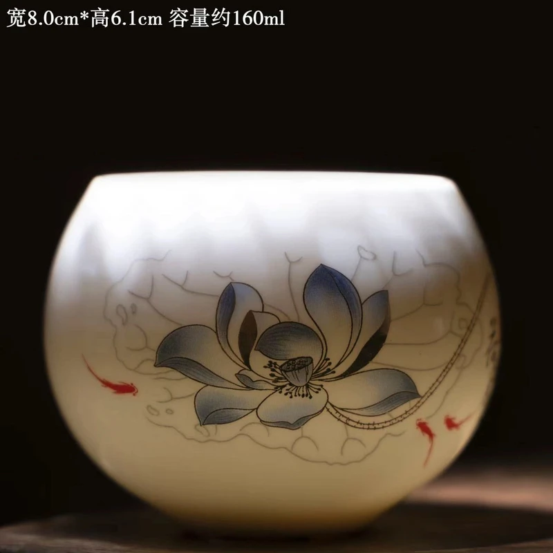 龙蛋金莲杯陶瓷茶杯主人杯