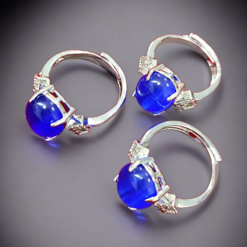 m446时尚 玻璃郧石多样发一件 合金镶嵌戒指时尚饰品