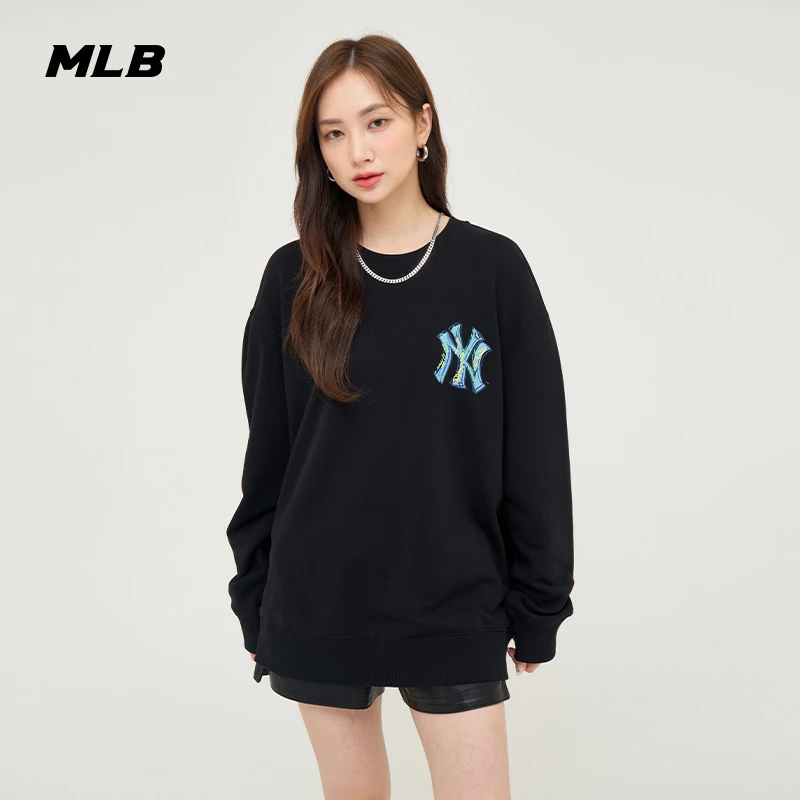 MLB官方 流光风涂鸦大logo时尚卫衣圆领套头衫24秋季新款MTB13