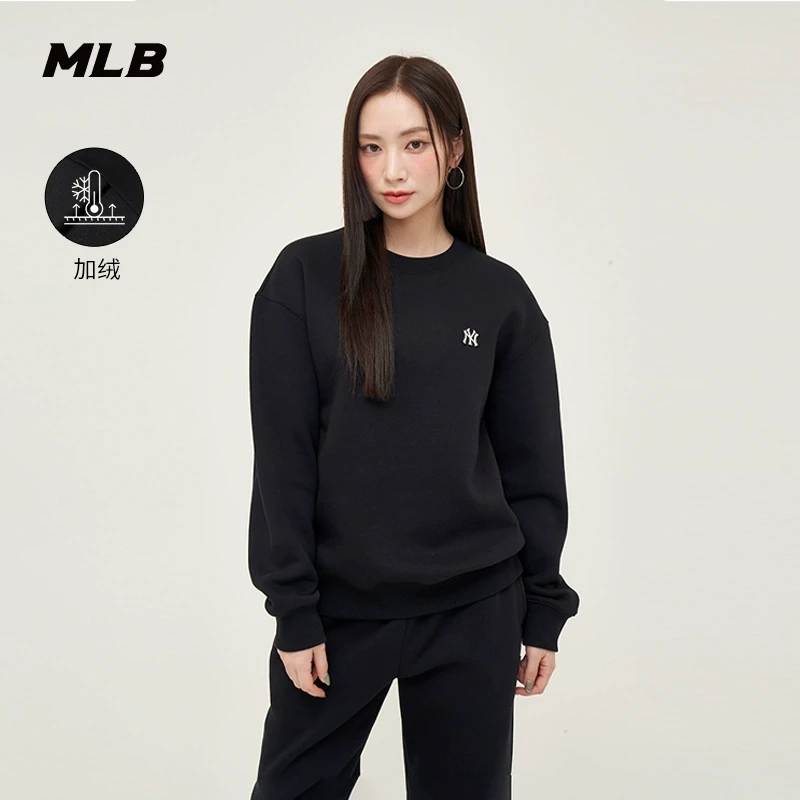 MLB官方流光风加绒简约小logo百搭圆领套头卫衣24秋季新款MTB06