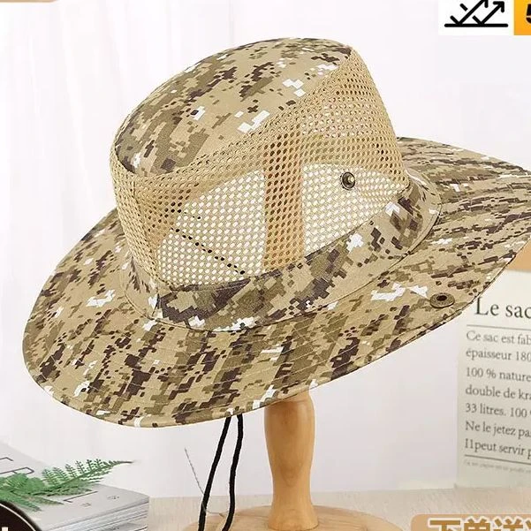 【户外钓鱼迷彩帽】登山旅游透气渔夫帽防晒