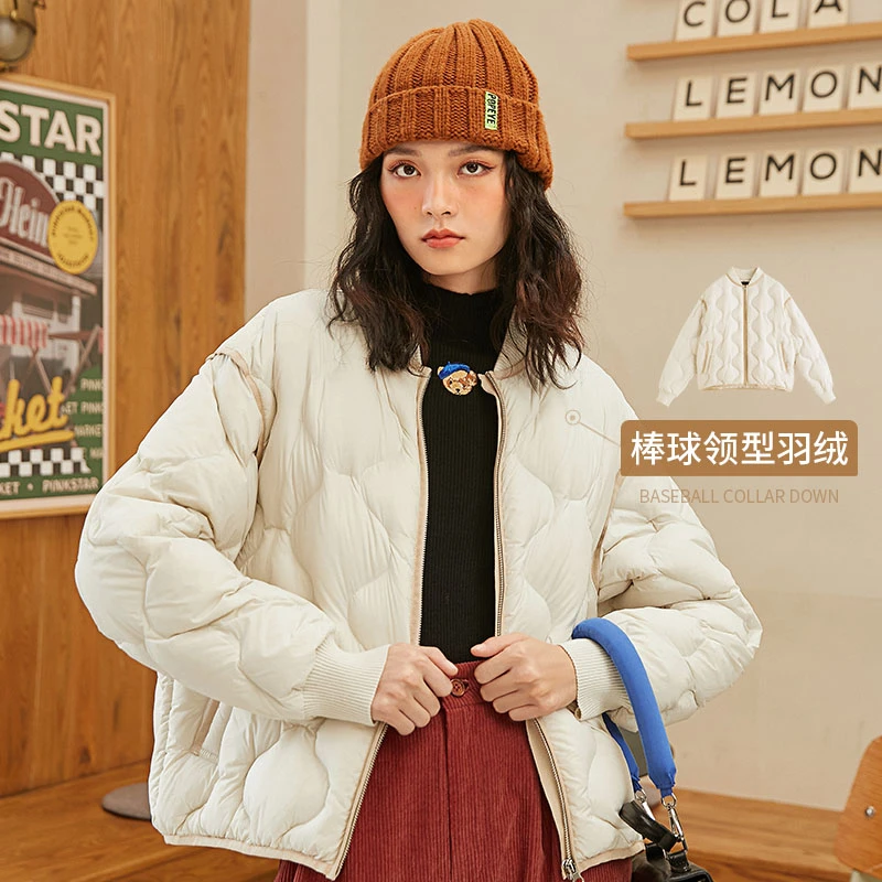 【双11好物】初语冬季加厚绿色菱格棉服轻薄款棒球服短外套面包服