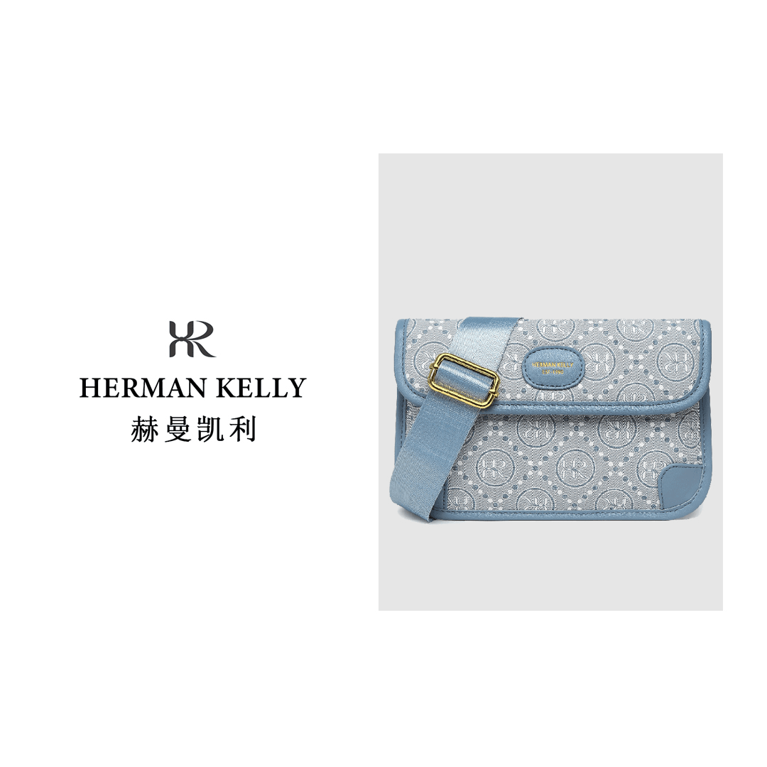 HERMAN KELLY/赫曼凯利单肩胸包轻奢手提斜挎迷你包#HK19001蓝色