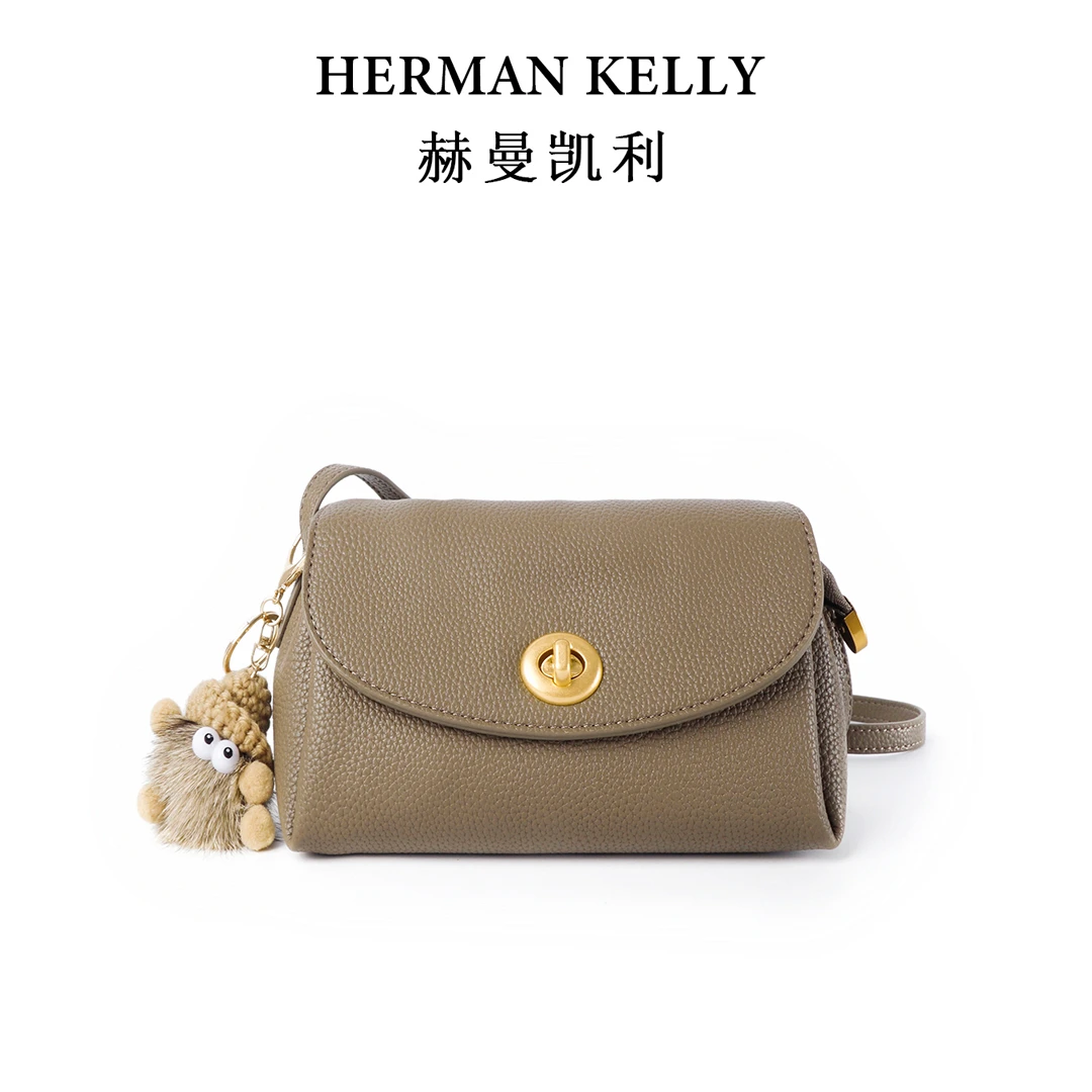 HERMAN KELLY/赫曼凯利小巧锁扣时尚轻奢单肩女士#6091大象灰