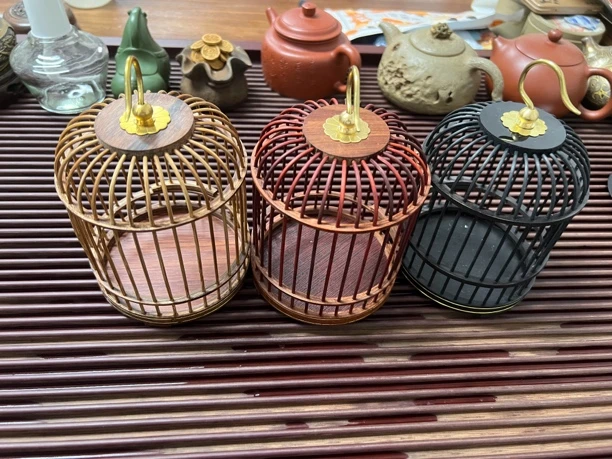 蝈蝈笼子木制三色可选下单备注颜色送蝈蝈模型