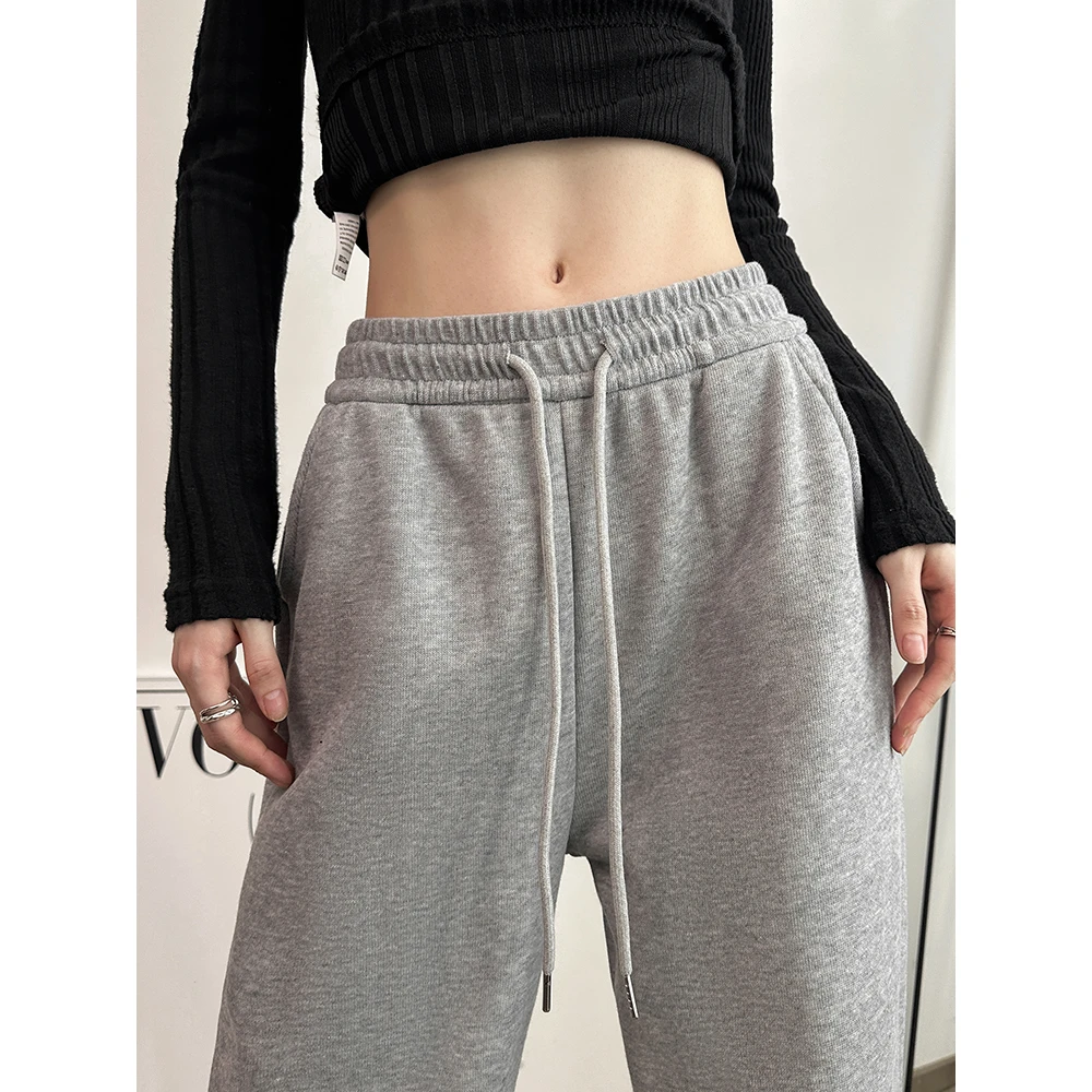 动感少女秋冬高腰雅痞卫裤女加绒松弛感时尚宽松休闲阔腿运动裤