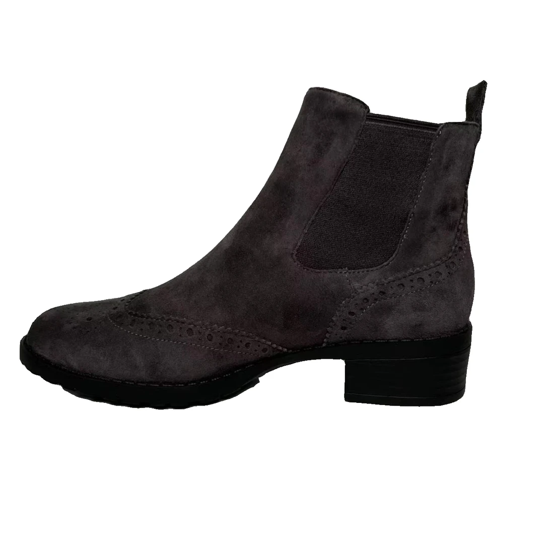 低跟绒面切尔西女短靴百搭英伦风潮流女靴秋冬粗跟复古时尚圆头