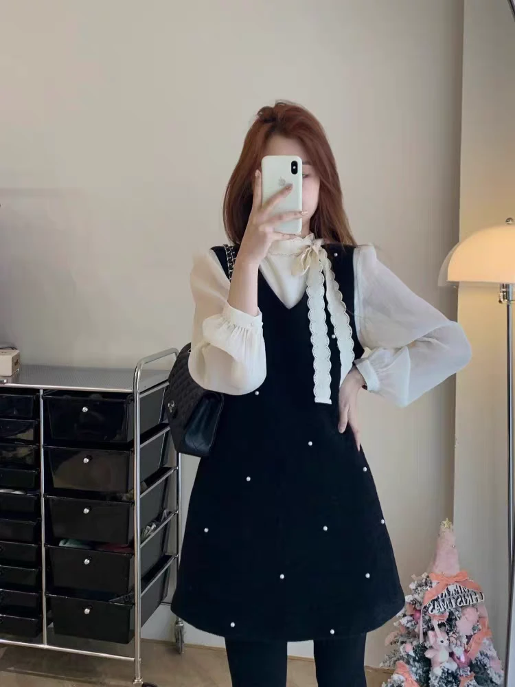 小香风设计感呢子背心连衣裙女秋冬新款时尚气质a字裙子两件套潮