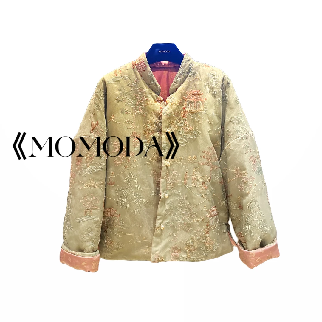 045国风亭台楼刺绣棉服冬季Q3989时尚潮流宽松百搭甜美显瘦