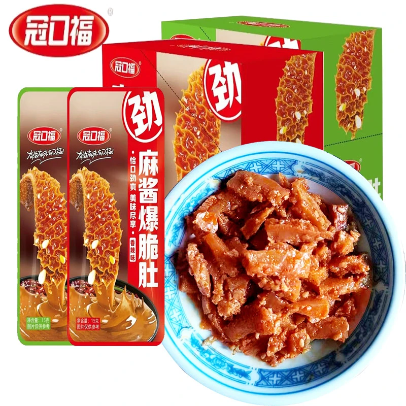 冠口福香辣麻酱爆脆肚毛肚牛肚碎15g*10包办公室追剧休闲小吃零食